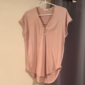 5/$25 Ardene Blush Short Sleeve Top with Zipper